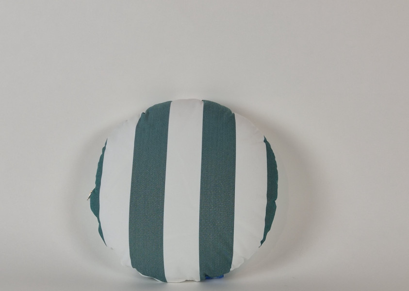 Sierkussen rond, Homie Stripes White-Petrol, diameter 40 cm VT-004