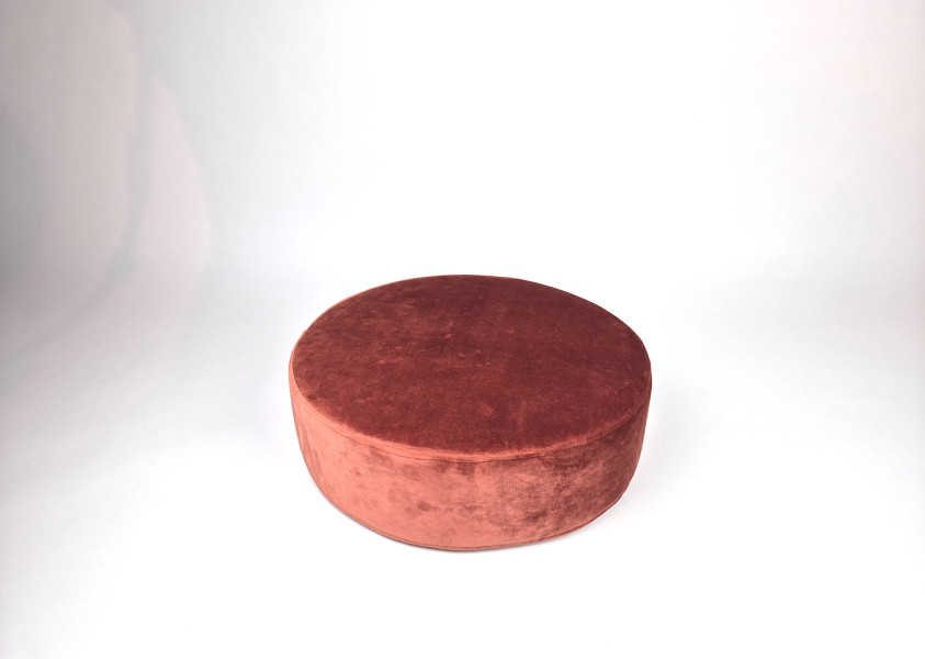 Rond zitkussen (poef), Velours Rust Red, dia: 51 x 15 cm dik R-025