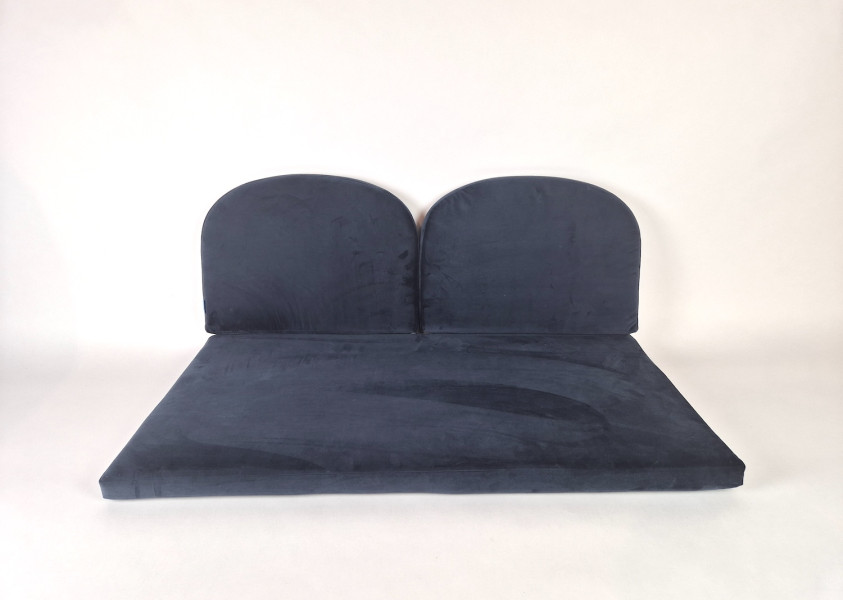 Set: 1x zitkussen Homie Velvet Dark Blue 98x50x4,5 cm VT-010 & 2x bijpassende rugkussens Dark Blue VT-011