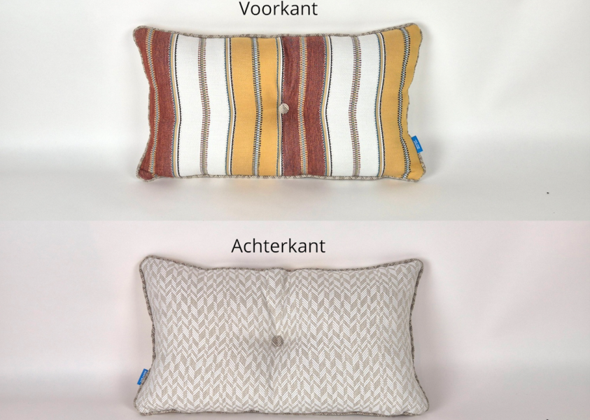 Sierkussen rechthoekiog, Linnenlook inca/ Didi naturel, 50x30 cm R-048