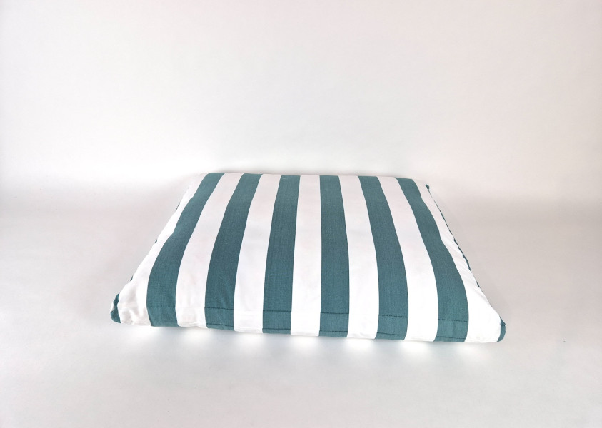 Zitkussen plof, Homie Stripes White-Petrol, 90x75 cm. R-092