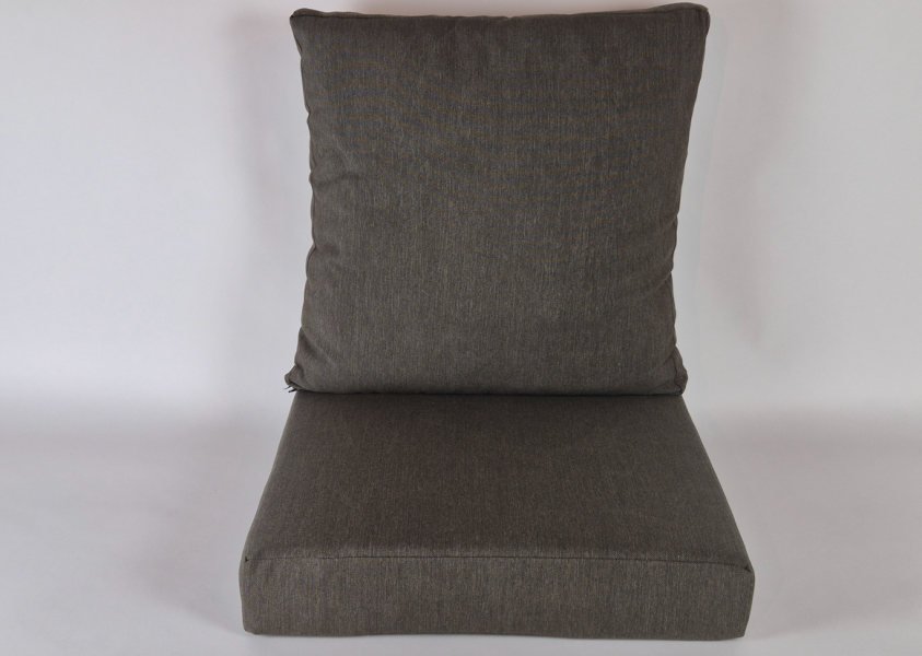 Zitkussen strak en rugkussen plof, Southend Brown Grey  ,57x59x10 cm. R-110