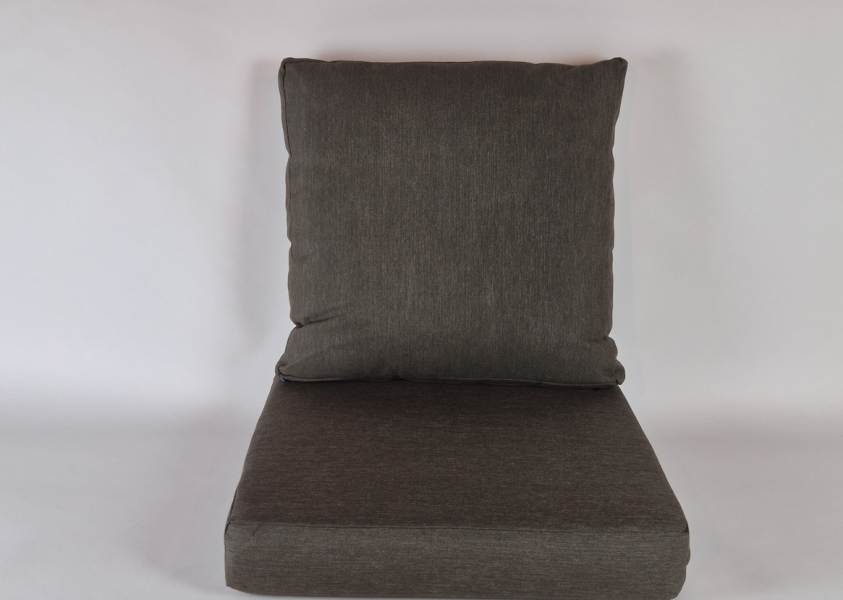 Zitkussen strak en rugkussen plof, Southend Brown Grey  ,60x60x10cm. R-112 en R-113