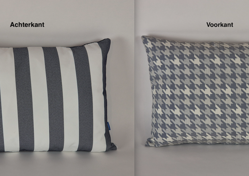 Sierkussen, Homie Stripes Navy en Fontelina Blue Jeans ,60x45cm. R-127