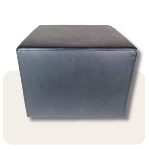 Poef zwart kunstleer 60x60x45