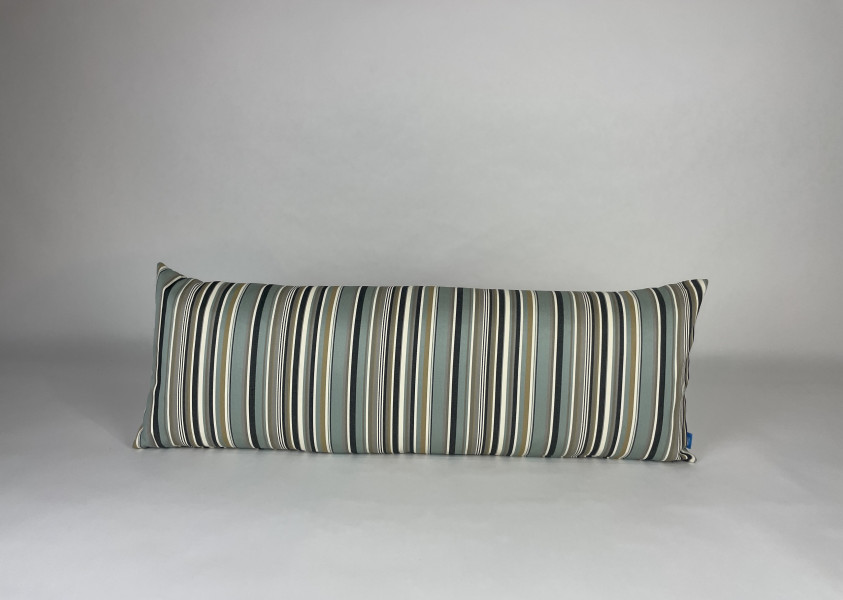 Rugkussen plof Altijd-Buiten, Cartenza Stripes Nicobar sea green, zijnaad afwerking, 100x34x12. R-236