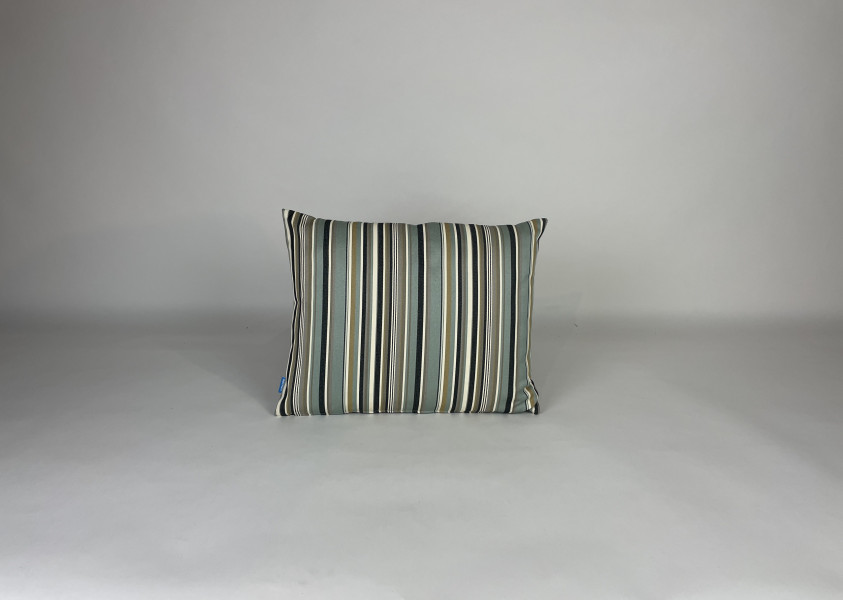 Rugkussen plof Altijd-Buiten, Cartenza Stripes Nicobar sea green, zijnaad afwerking, 51x36x12. R-237